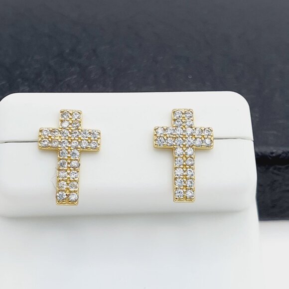 "14K Gold Plated 925 sterling silver luxury CZ Earring, RJUS2112 - Picture 2 of 11